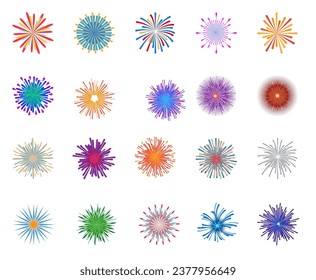 flat fireworks , flare, Sun rays drawn symbol. 
