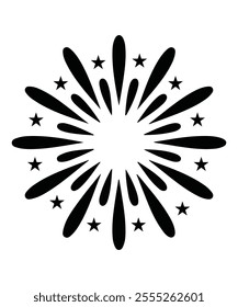 Flat Fireworks Icon – Perfect for Holiday Celebrations and Festive Themes.