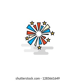 Flat Fireworks Icon. Vector