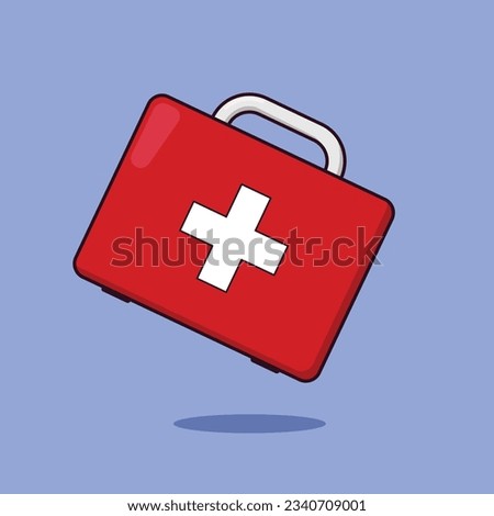 Flat First Aid Kit Illustration vector Icon Med kit health 