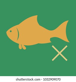 Flat fish drawing. seafood illustration. Great for menu, poster or label.