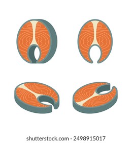 Flat fish flesh with rounded corner style isolated on white background