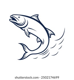 Flat Fish line art vector illustration