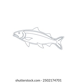 Flat Fish line art vector illustration