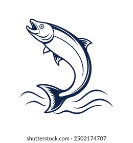 Flat Fish line art vector illustration