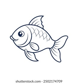 Flat Fish line art vector illustration