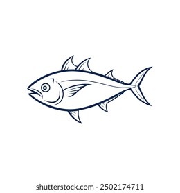 Flat Fish line art vector illustration