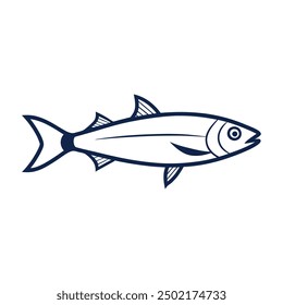 Flat Fish line art vector illustration