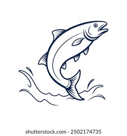 Flat Fish line art vector illustration