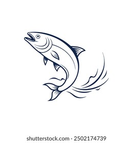 Flat Fish line art vector illustration