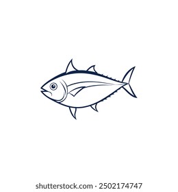 Flat Fish line art vector illustration