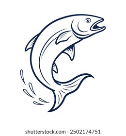 Flat Fish line art vector illustration