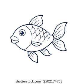 Flat Fish line art vector illustration