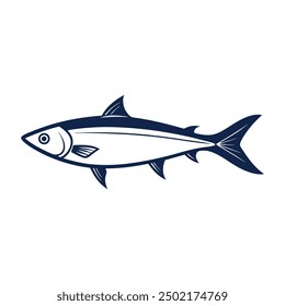 Flat Fish line art vector illustration