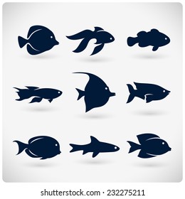 Flat Fish Silhouette Icons