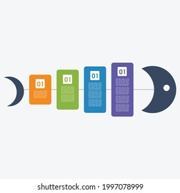 Flat fishbone step infographic sequence information diagram concept icon template free vector
