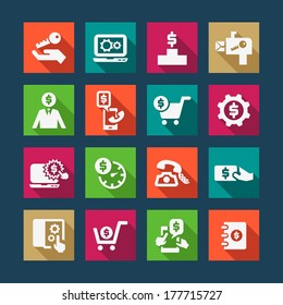 Flat Fitness and Health Icons Set.