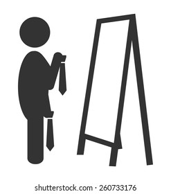 Flat fitting room tie icon isolated on white background