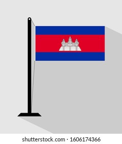 flat flag of cambodia on gray background