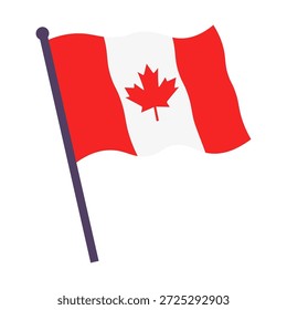 Bandeira plana do Canadá. Bandeira vermelha e branca. Uma folha de bordo vermelho sobre um fundo branco.