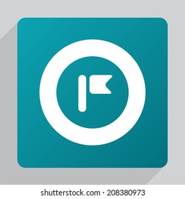 flat flag icon, white on blue background 