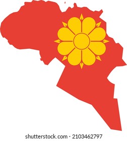 Flat flag map vector illustration of the Norwegian regional capital city of TRONDHEIM, NORWAY