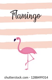 Flat Flamingo With Stripe Pattern