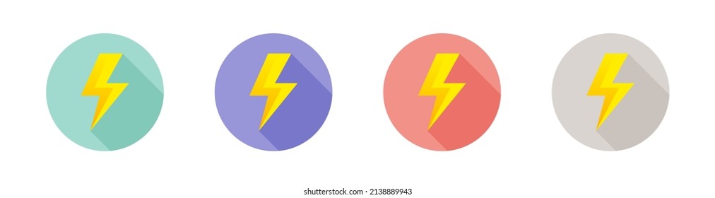 Flat flash thunder power icon set. Lightning bolt vector icon.