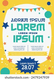 Flat flayer vertical poster template, playfull design