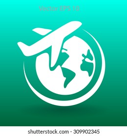 Flat flight  icon. Vector