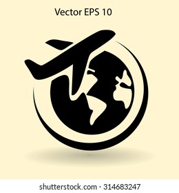 Flat flight  icon. Vector