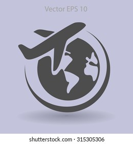 Flat flight  icon. Vector