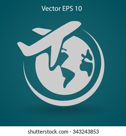 Flat flight  icon. Vector