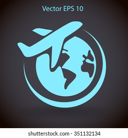 Flat flight  icon. Vector