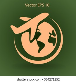 Flat flight  icon. Vector
