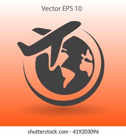 Flat flight  icon. Vector