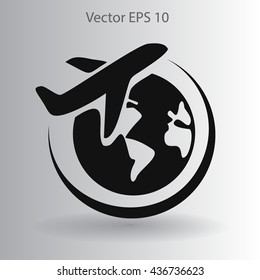 Flat flight  icon. Vector