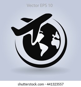 Flat flight  icon. Vector