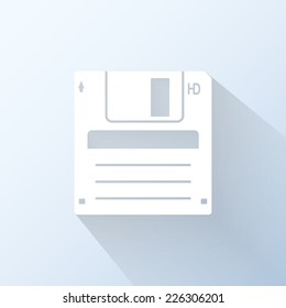 Flat floppy disk icon. Vector illustration