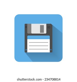 Flat floppy disk icon. Vector illustration