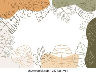 Flat floral background Botanical Line Art Frame
