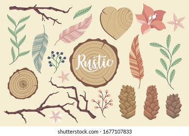 flat floral decoration vector set 