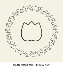 Flat floral design elements in vintage style drawing with lines on background