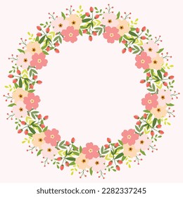 Flat floral design invitation with spring leaves and background. Invitation Template