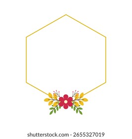 Flat Floral Frame with Leaves for Elegant Wedding Invitations and Greeting Cards