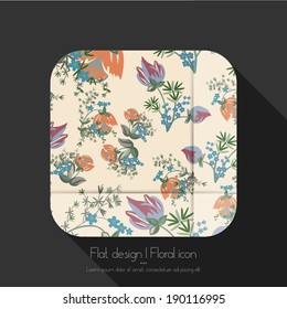 Flat floral icon on black background. 