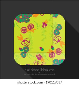 Flat floral icon on black background. 