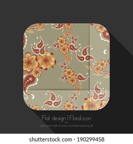 Flat floral icon on black background.