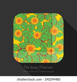 Flat floral icon on black background.