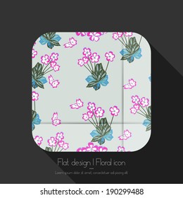 Flat floral icon on black background.